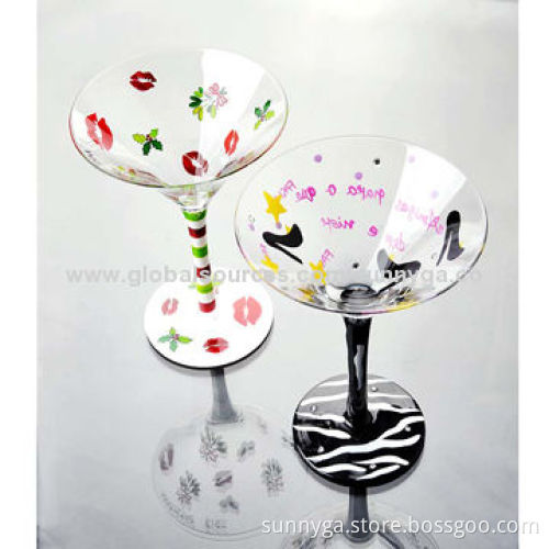 Martini Glasses with 234mL Capacity, Different Hand Paintings Available
